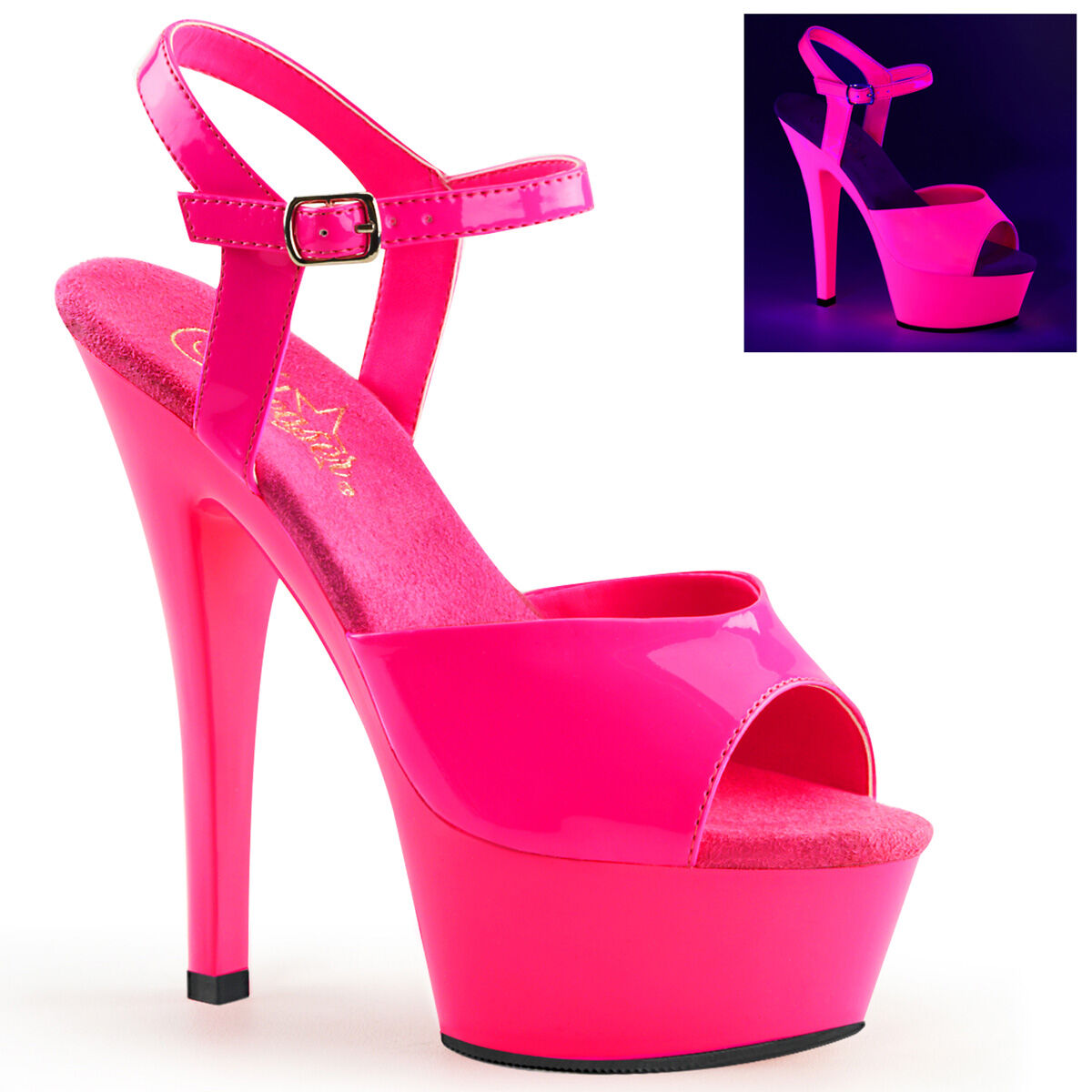 Pleaser KISS-209UV Damen Sandale Pink  EU 36