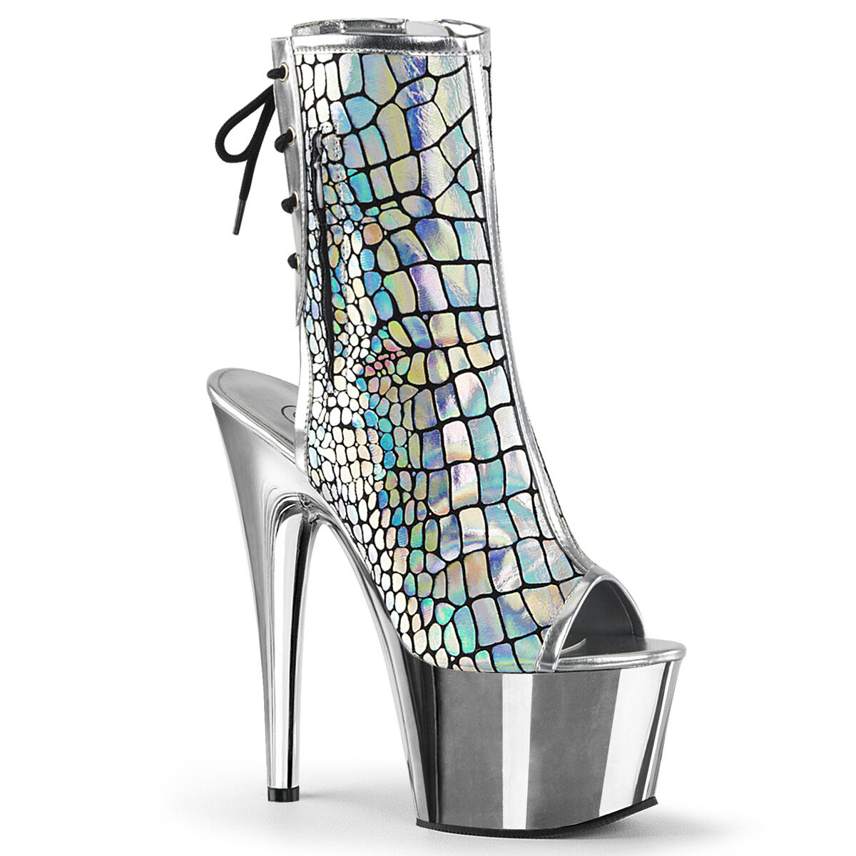 Pleaser ADORE-1018HG Plateau Stiefeletten Silber Hologramm EU 35