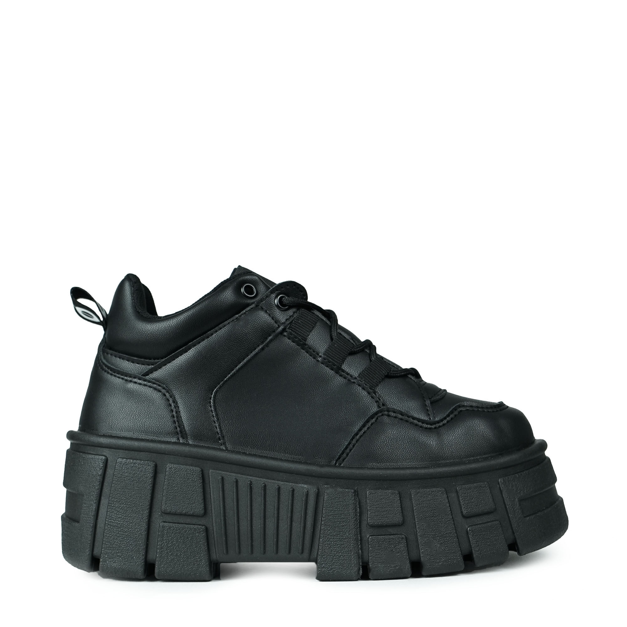 ALTERCORE NISSA Vegan – Czarne buty na platformie ze słupkowym obcasem , Sneaker, Schwarz, Kuhler/Chunky Sole, Lace-up, Leder, schwarz, Plateau, großprofil, Sneaker, Schnürsenkel, Sneaker, Schwarz, Plateauschuhe, Kraftvolle Sohle, Lace-up, Schuh, Sneaker,