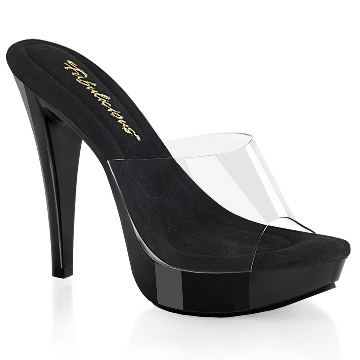 Fabulicious COCKTAIL-501 Damen Slipper Transparent Schwarz EU 43