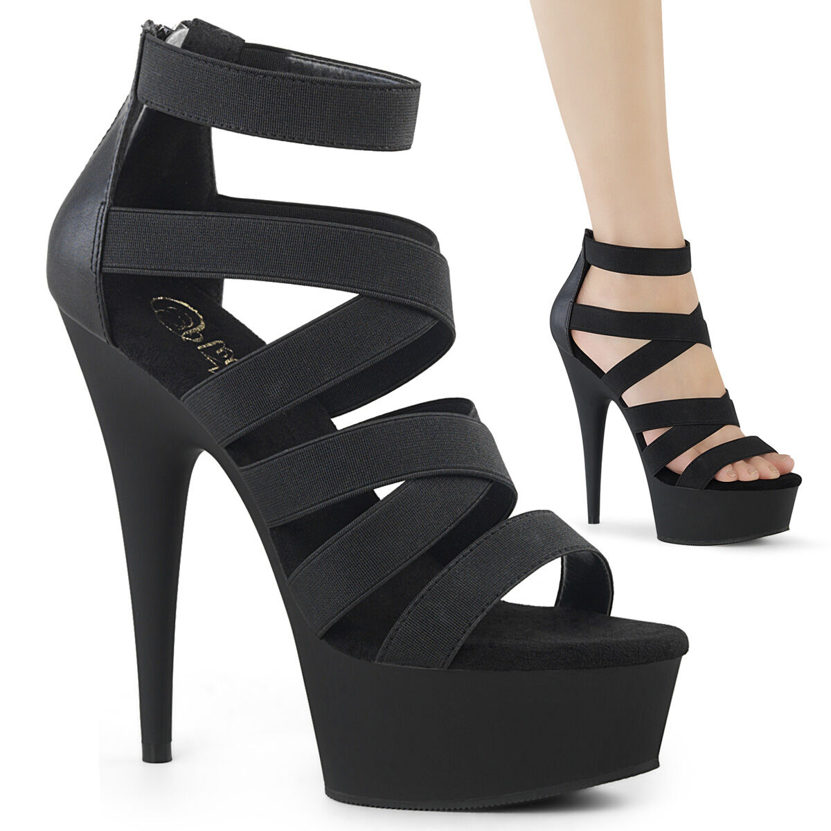 Pleaser DELIGHT-659 Damen Sandale Schwarz  EU 36