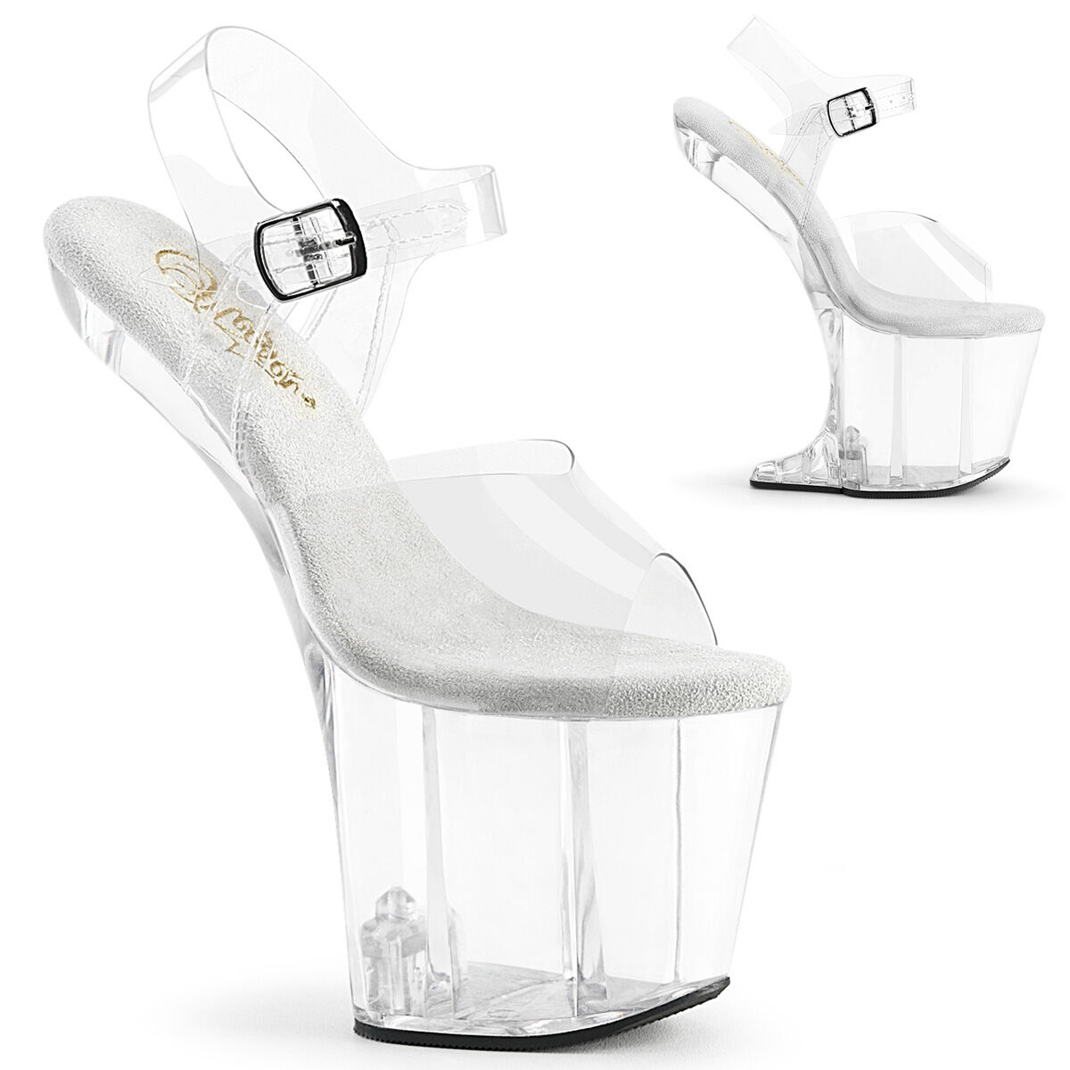 Pleaser CRAZE-808 Damen Sandale Transparent  EU 38