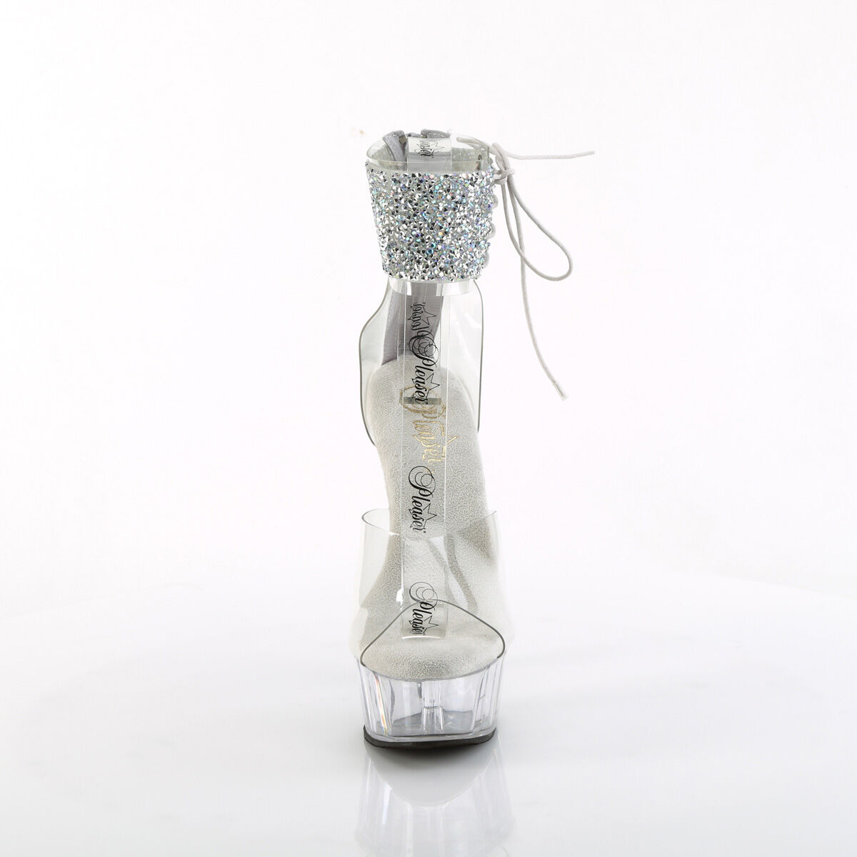 Pleaser DELIGHT-624RS-02 Damen Sandale Transparent Silber EU 36