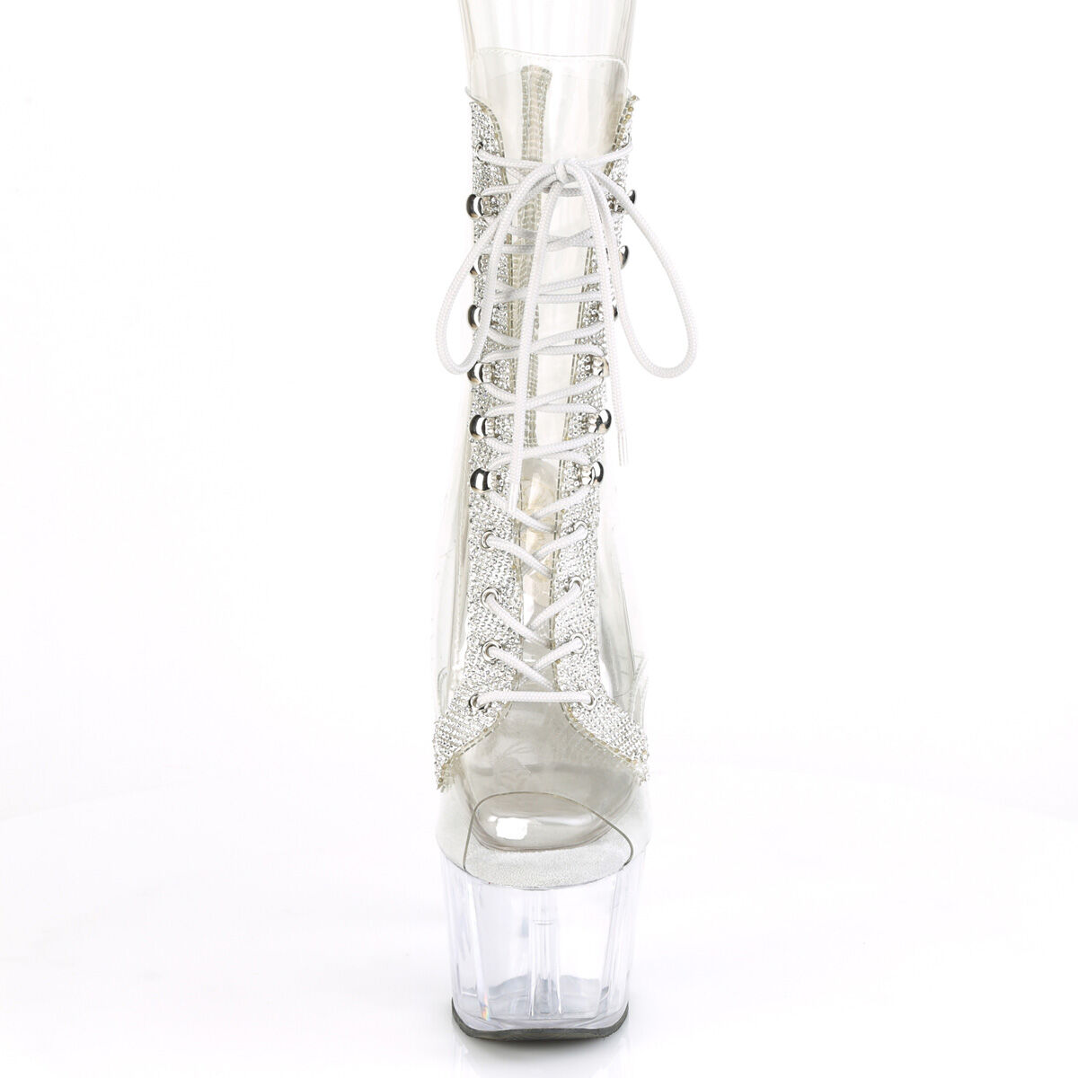 Pleaser ADORE-1021C-2 Plateau Stiefeletten Transparent - Strass EU 35