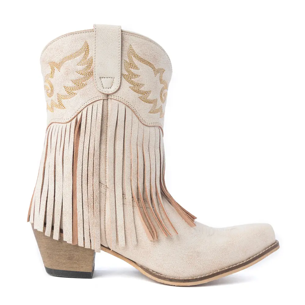 MYRA Desert Angel Boho Western Botki Antyczna Biel