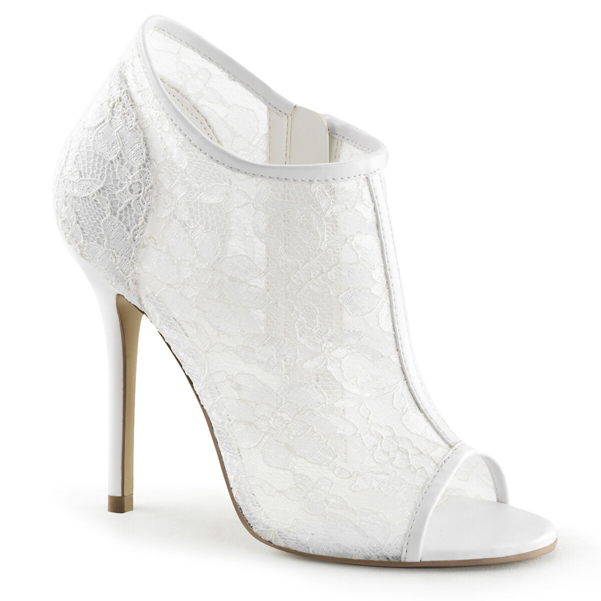 Fabulicious AMUSE-56 Open Toe Stiefelette Ivory Spitze Mesh EU 35