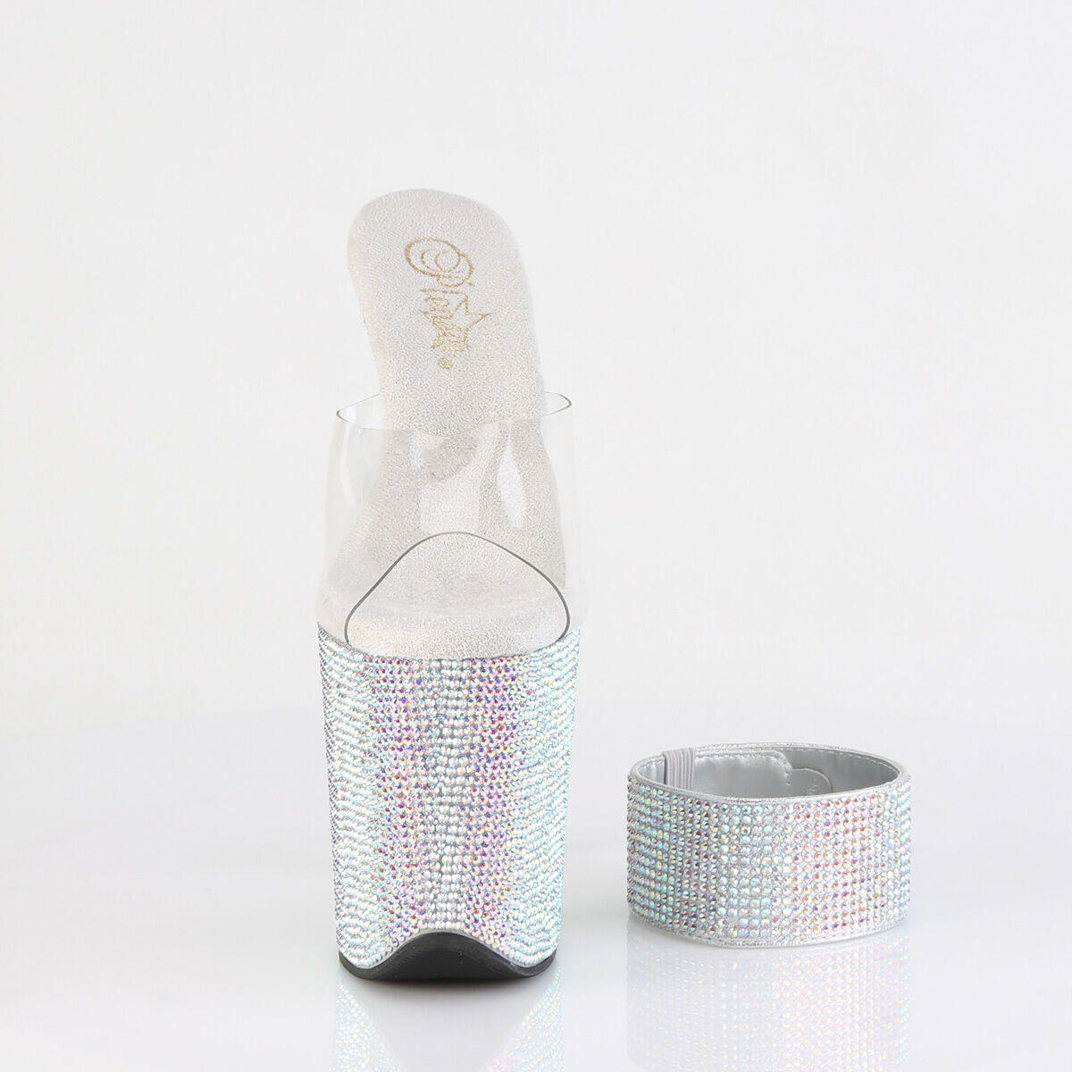 Pleaser BEJEWELED-812RS Damen Slipper Transparent Silber EU 37