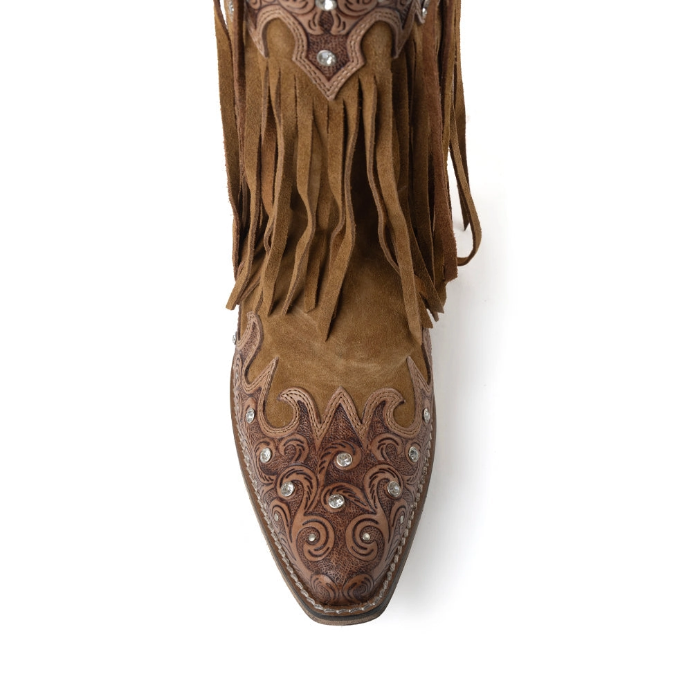 Kopie von MYRA Desert Angel Boho Western-Stiefelette Antik Weiß #1