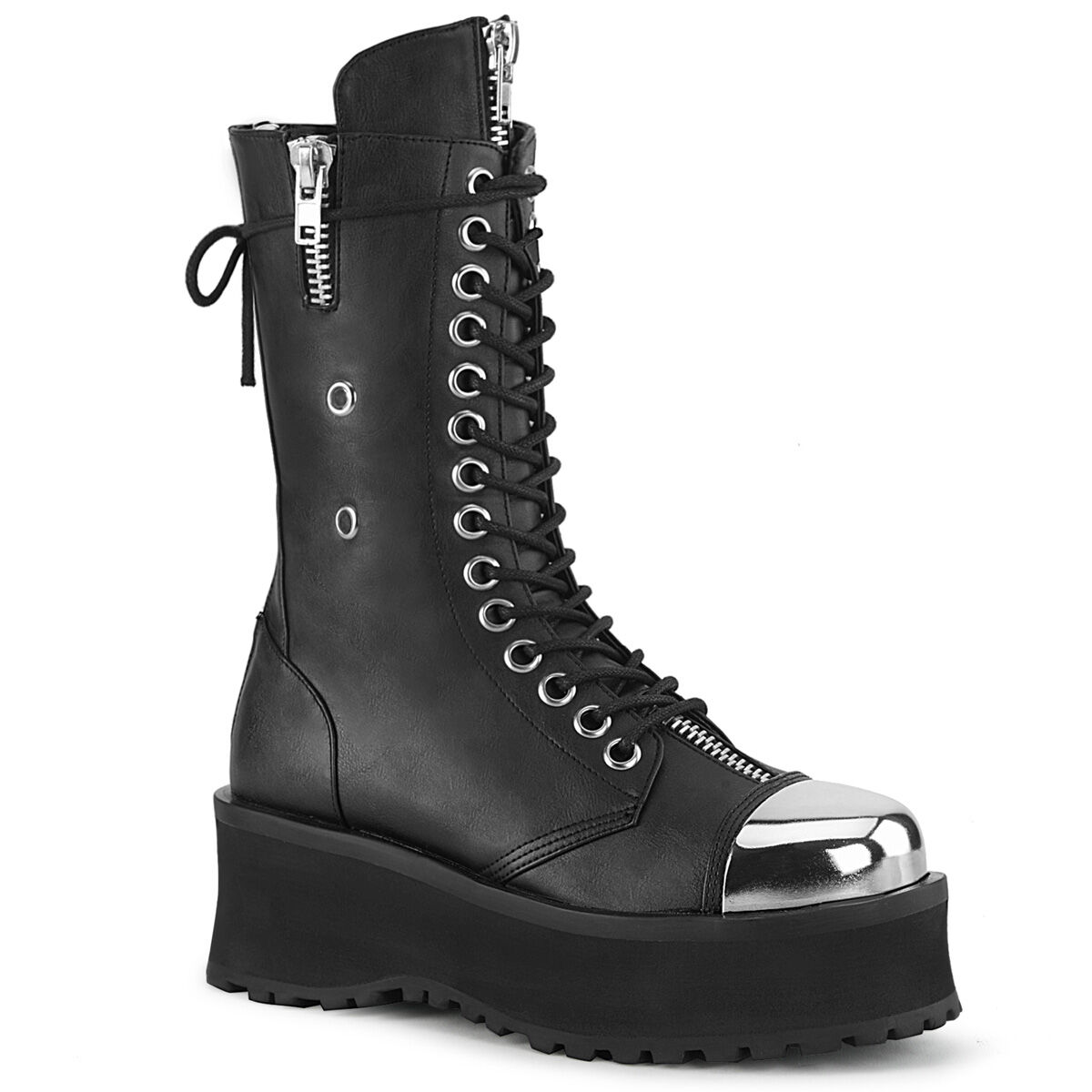 DemoniaCult GRAVEDIGGER-14 Unisex Stiefel Schwarz  EU 38