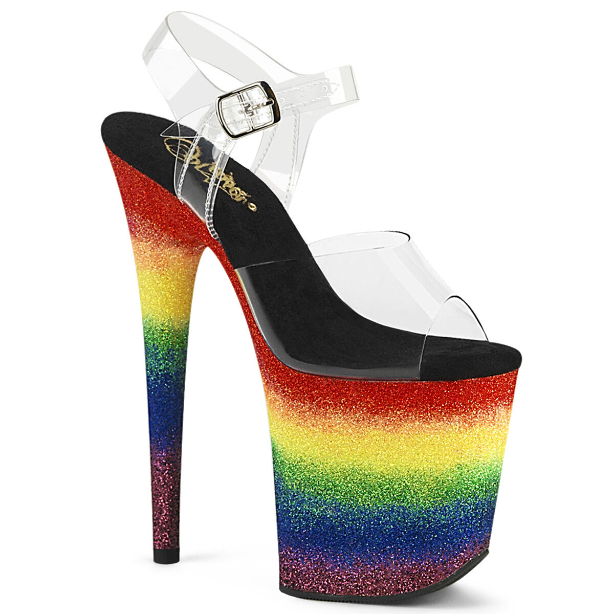 Pleaser FLAMINGO-808RG-04 Plateau Sandalen CLR - Rainbow Glitter EU 35