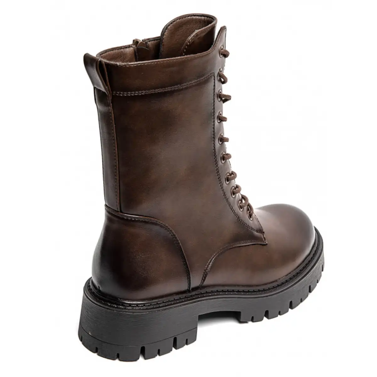 PeachyBoots URBAN-225 Schnür Boots für Frauen – Vegan, Braun, Plateau & Blockabsatz