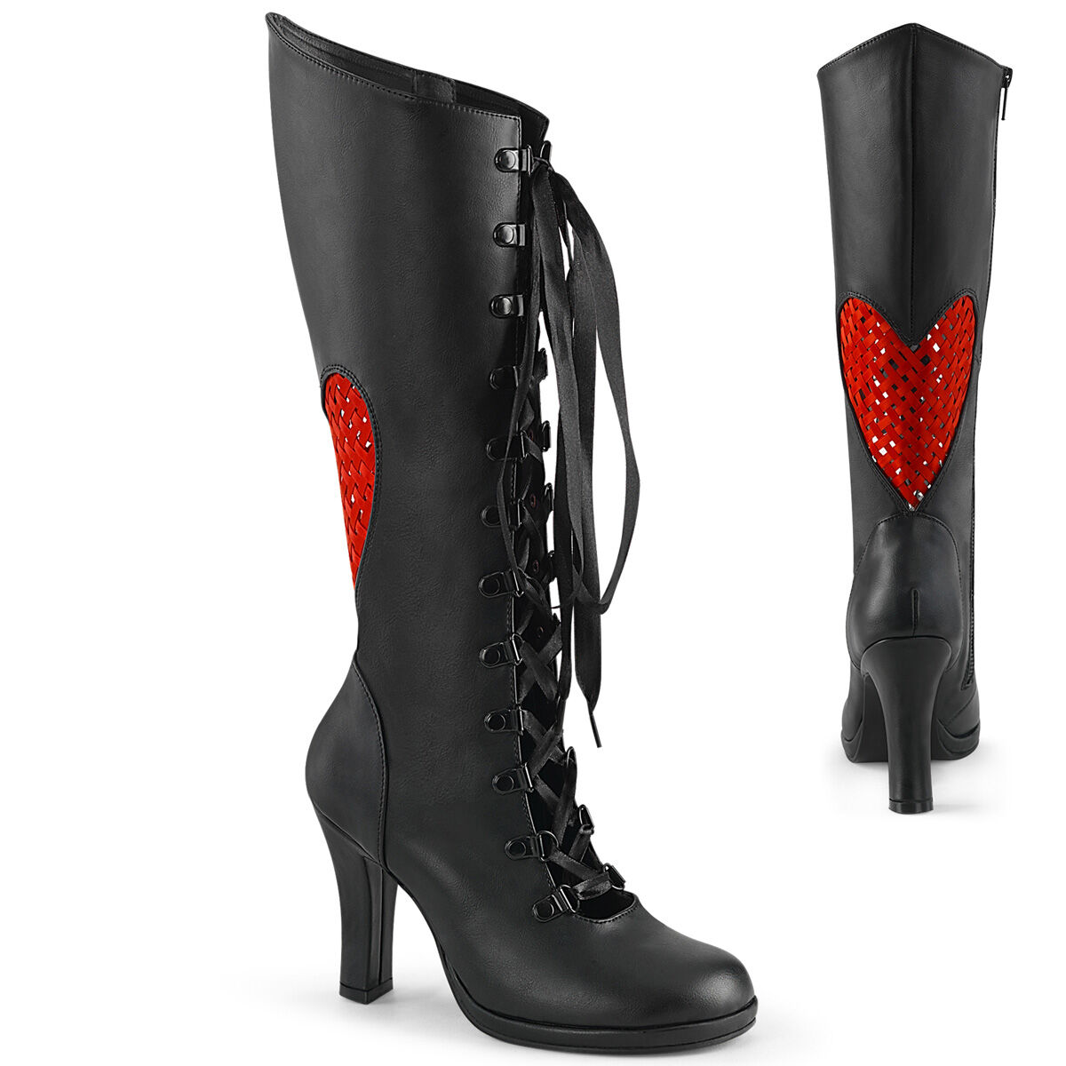 DemoniaCult GLAM-243 Damen Stiefel Schwarz Rot