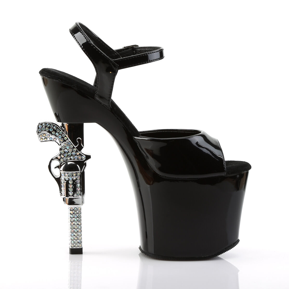 Pleaser REVOLVER-709 Damen Sandale Schwarz  EU 36