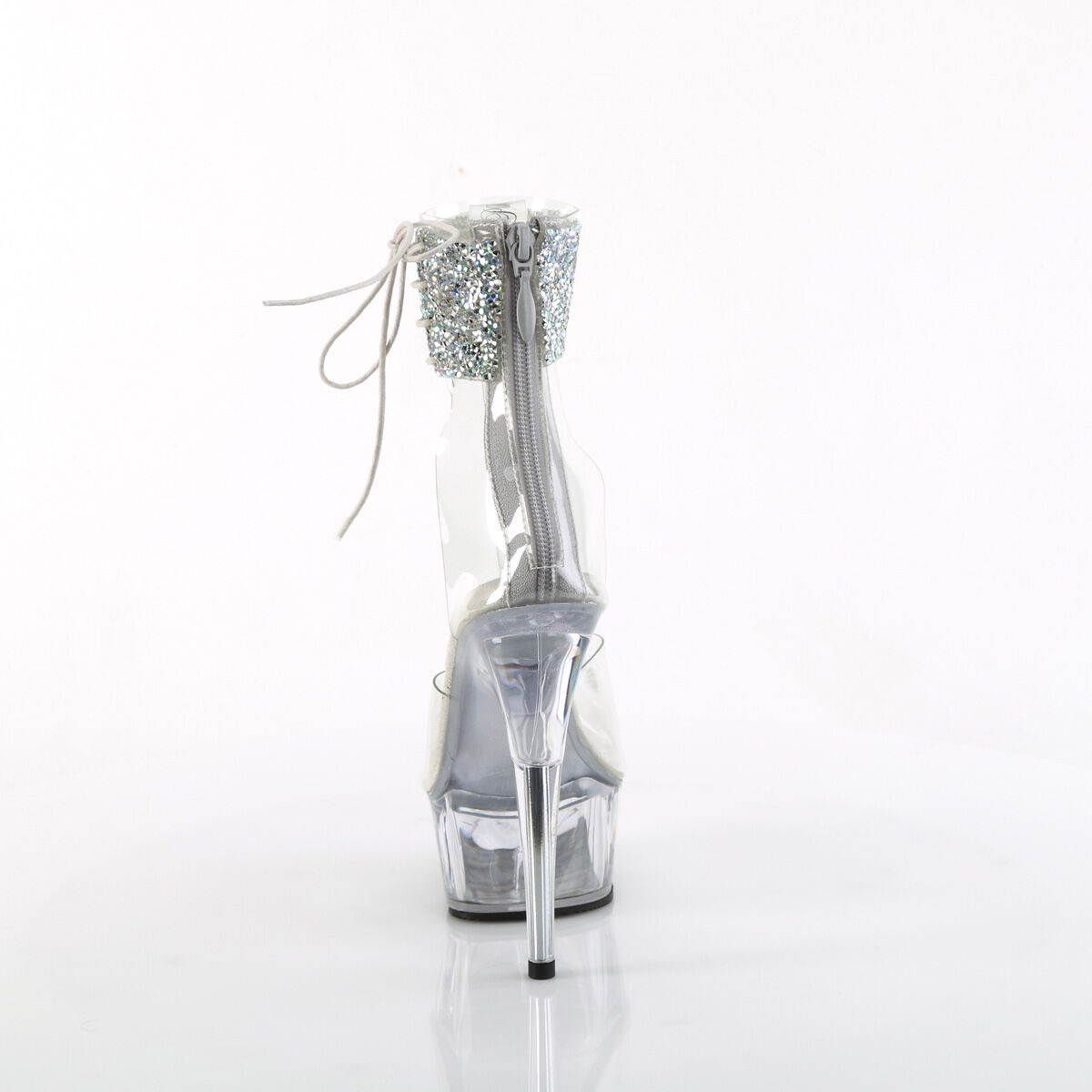Pleaser DELIGHT-624RS-02 Damen Sandale Transparent Silber EU 36