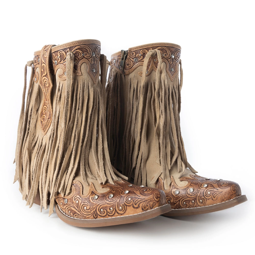 MYRA Nashville Nights Botki Western Boho z Frędzlami Ember