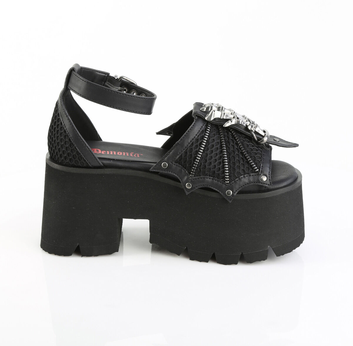 DemoniaCult ASHES-11 Sandalen Schwarz Vegan Leder Mesh EU 36