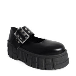 ALTERCORE WHISPER VEGAN – Plateau-Schuhe mit Schnallen-Details in Schwarz, Schuhe, Buckle-Sandale, Dicke Sohle, Schwarz, Kunstleder