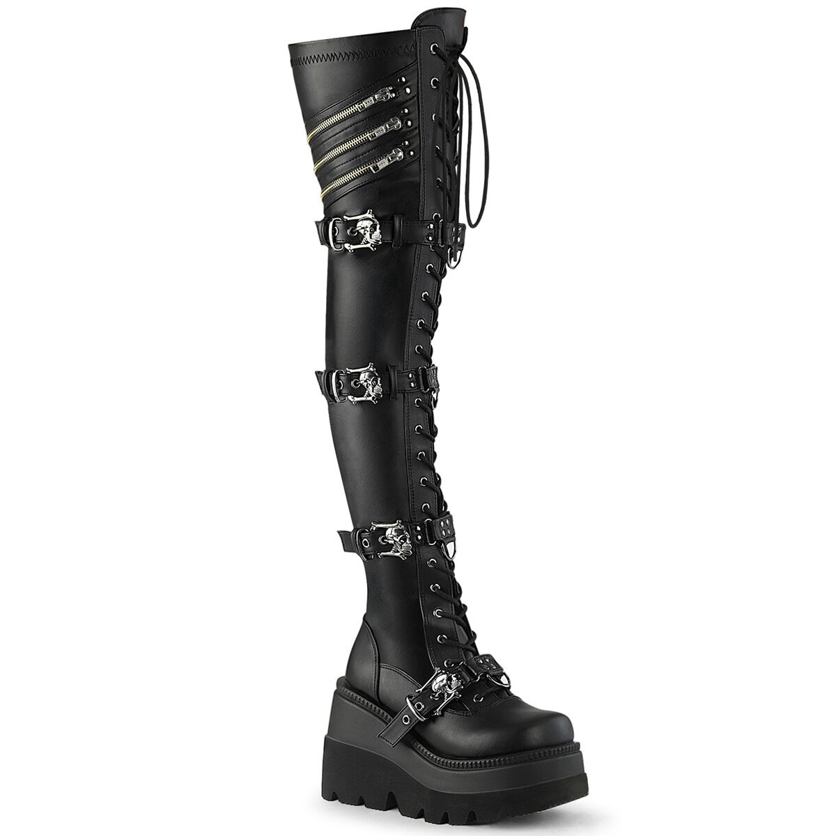 DemoniaCult SHAKER-420 Damen Stiefel Schwarz  EU 36