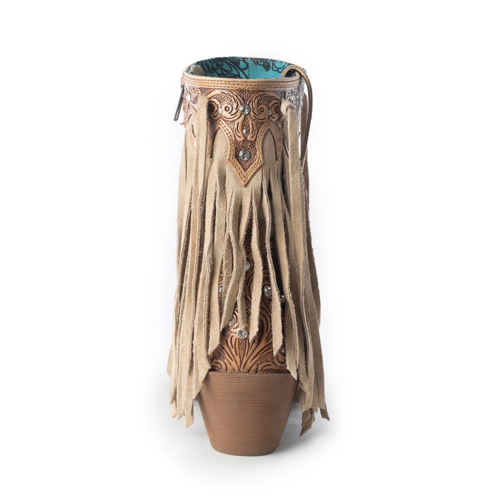 MYRA Nashville Nights Botki Western Boho z Frędzlami Ember