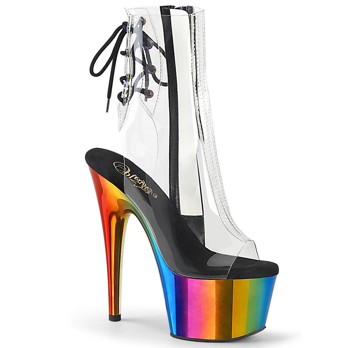 Pleaser ADORE-1018RC Plateau Stiefeletten Regenbogen Chrom EU 35