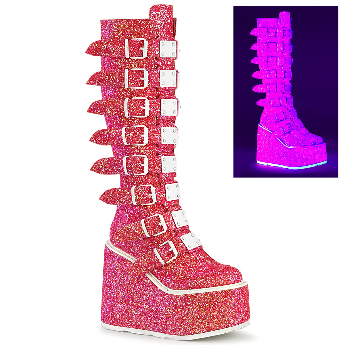 DemoniaCult SWING-815UV Damen Stiefel Pink  EU 38