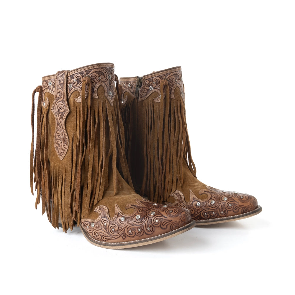 Kopie von MYRA Desert Angel Boho Western-Stiefelette Antik Weiß #1