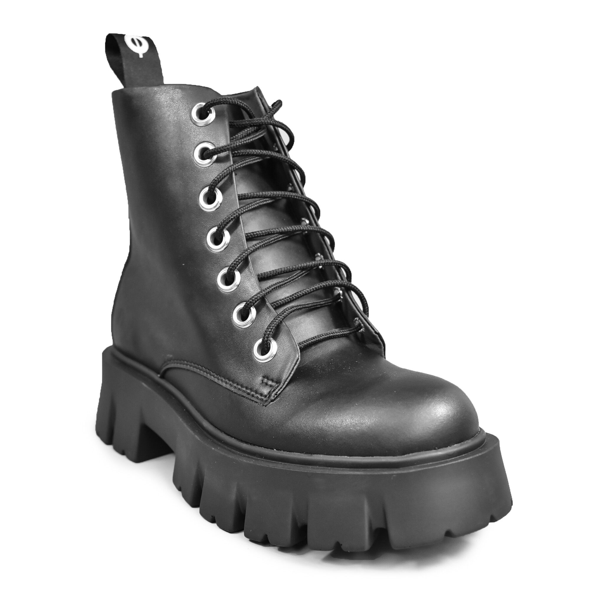 ALTERCORE BARTEL VEGAN – Plateau-Schuhe in Schwarz, Stiefel, Stiefelette, Leder, Gummisohle, Schnürstiefel