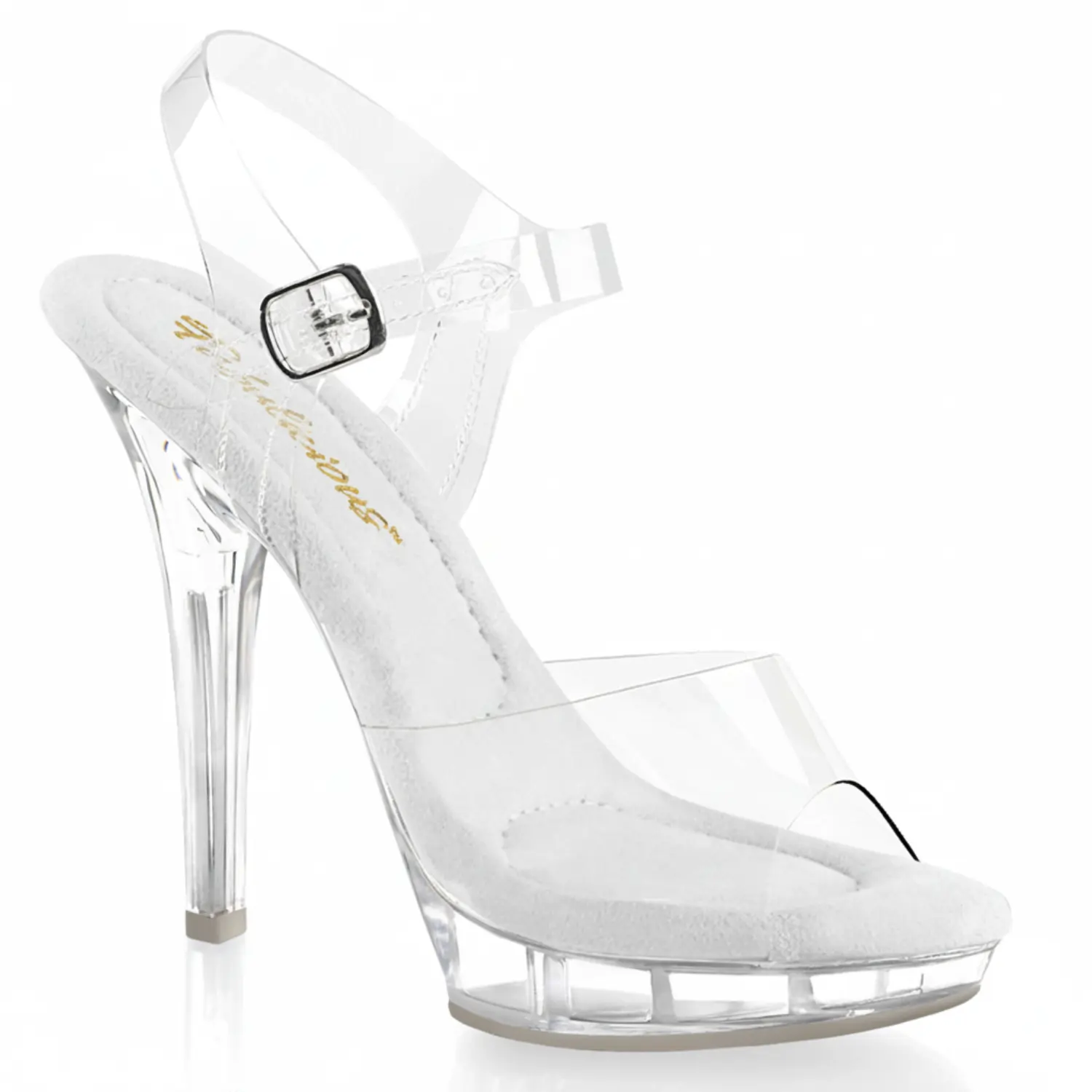 Fabulicious LIP-108 – Transparente Sandalette mit hellgrauer Sohle 44