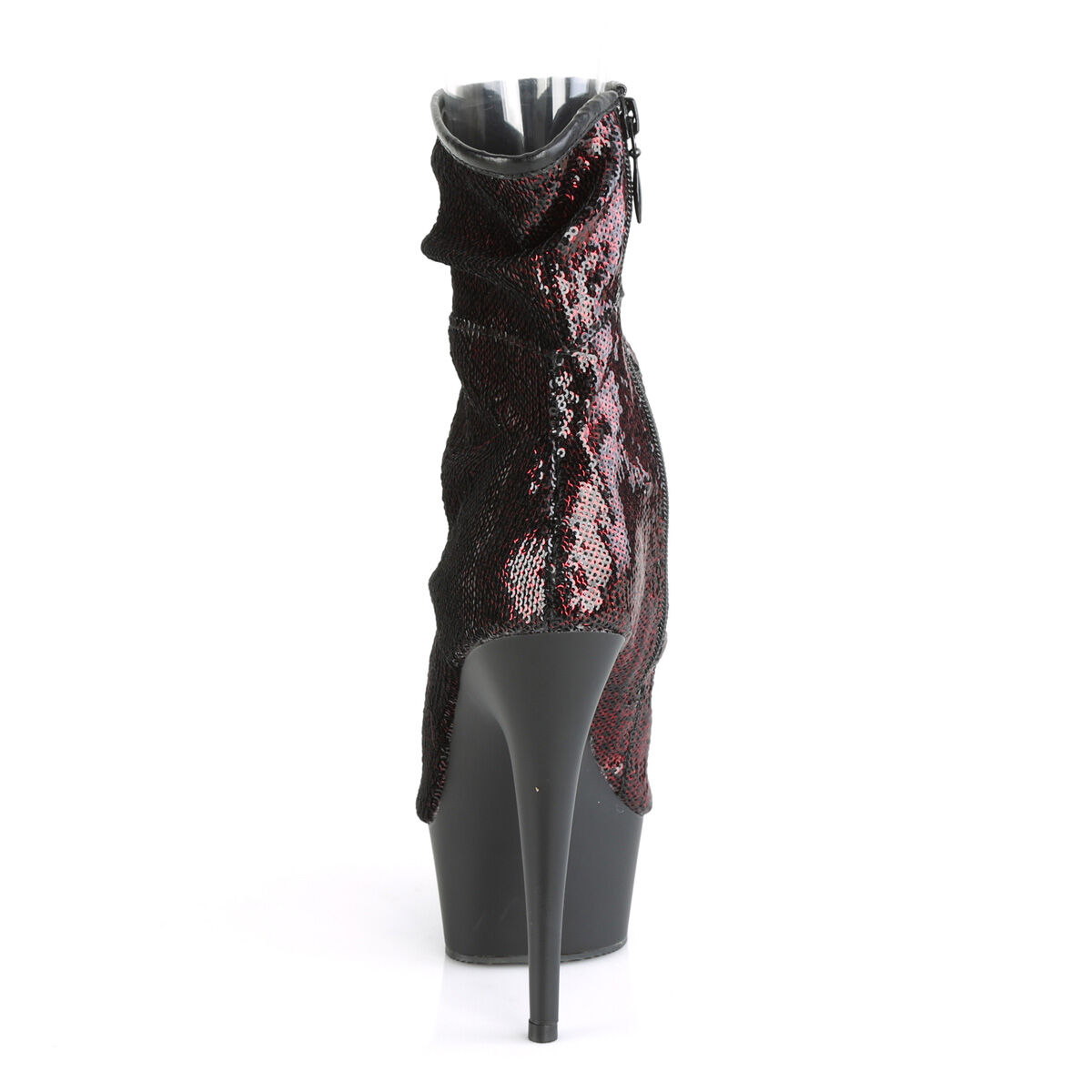 Pleaser DELIGHT-1008SQ Plateau Stiefeletten Burgunder Pailletten - Mattschwarz EU 35