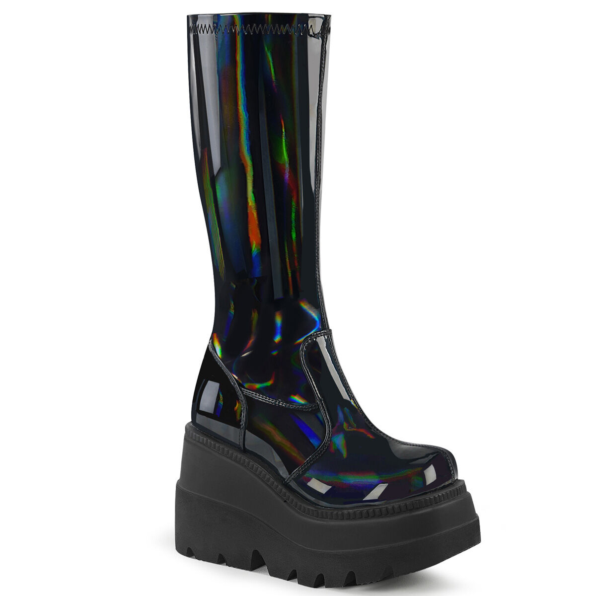 DemoniaCult SHAKER-65 bota para mujer negro con brillo holográfico EU 39