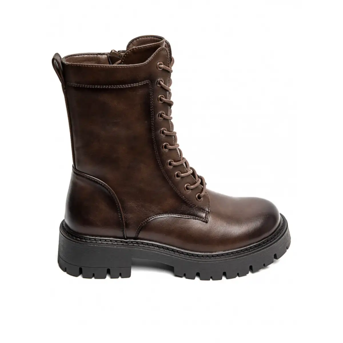 PeachyBoots URBAN-225 Schnür Boots für Frauen – Vegan, Braun, Plateau & Blockabsatz