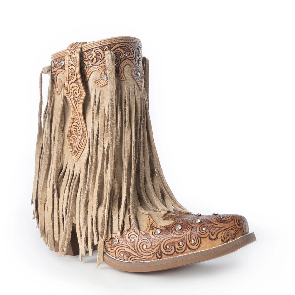 MYRA Nashville Nights Botki Western Boho z Frędzlami Ember