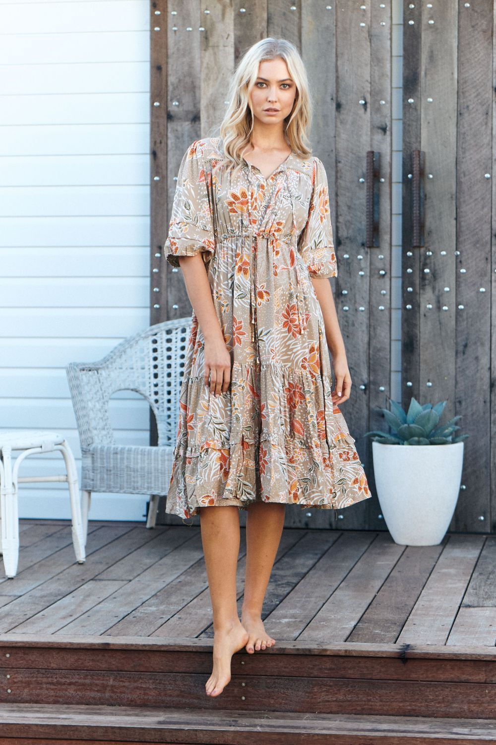 JAASE Fallon Olly Midikleid Orange – Trendiges Kleid für Damen -  XS, Strandmode, Ärmel, Erwachsener, Person, Frau, Strandmode, Ärmel, Erwachsener, Person, Frau, Strandmode, Ärmel, Erwachsener, Person, Frau, Strandmode, Ärmel, Erwachsener, Person, Frau, S