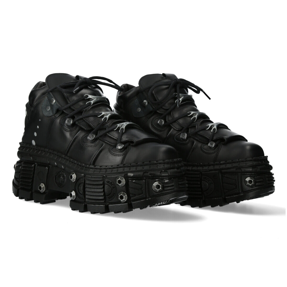 New Rock M-WALL106-S25 Halbschuhe Echtleder - Schwarz, Stiefel, Schuh, Gummisohle, Schwarz, Tiered-Look