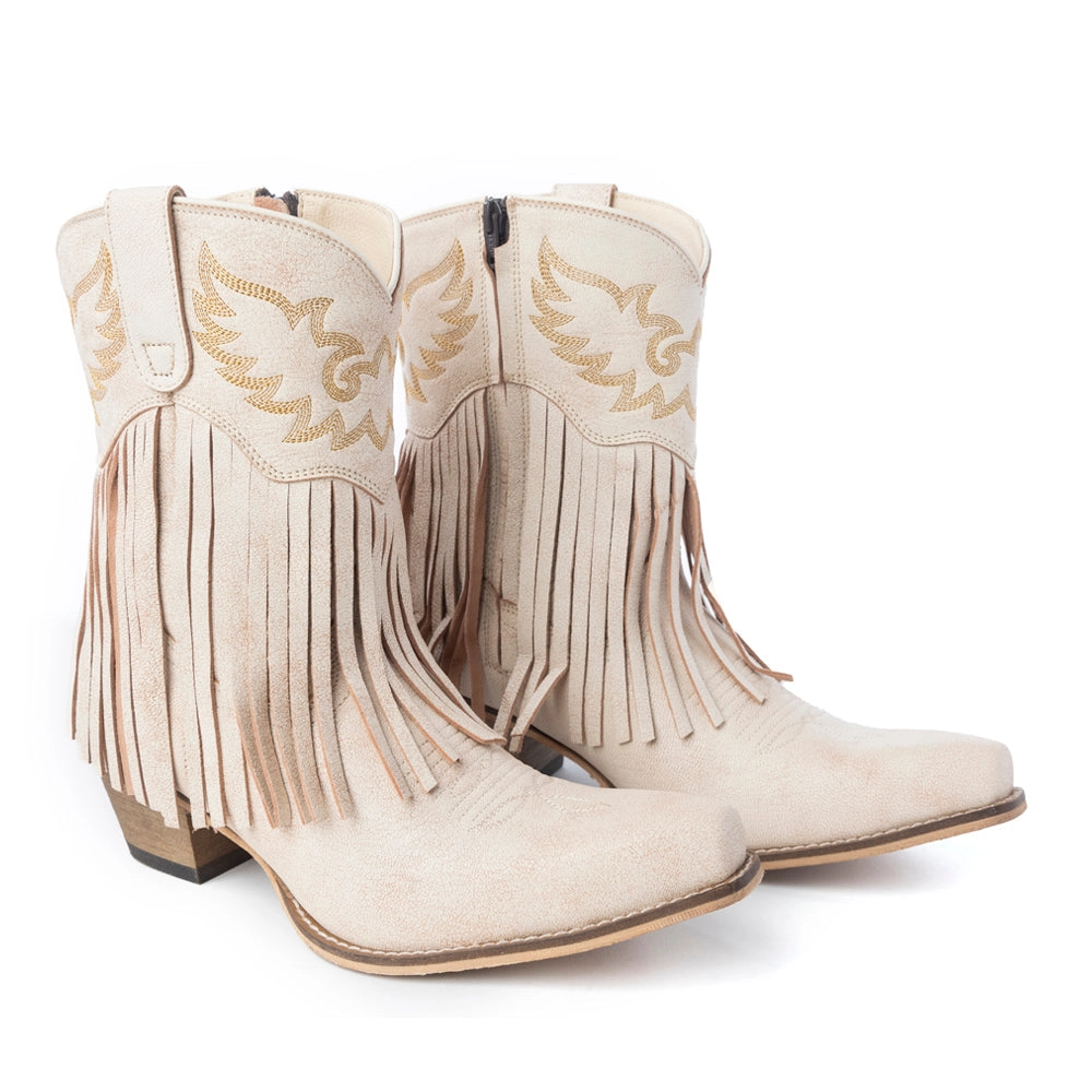 MYRA Desert Angel Boho Western Botki Antyczna Biel