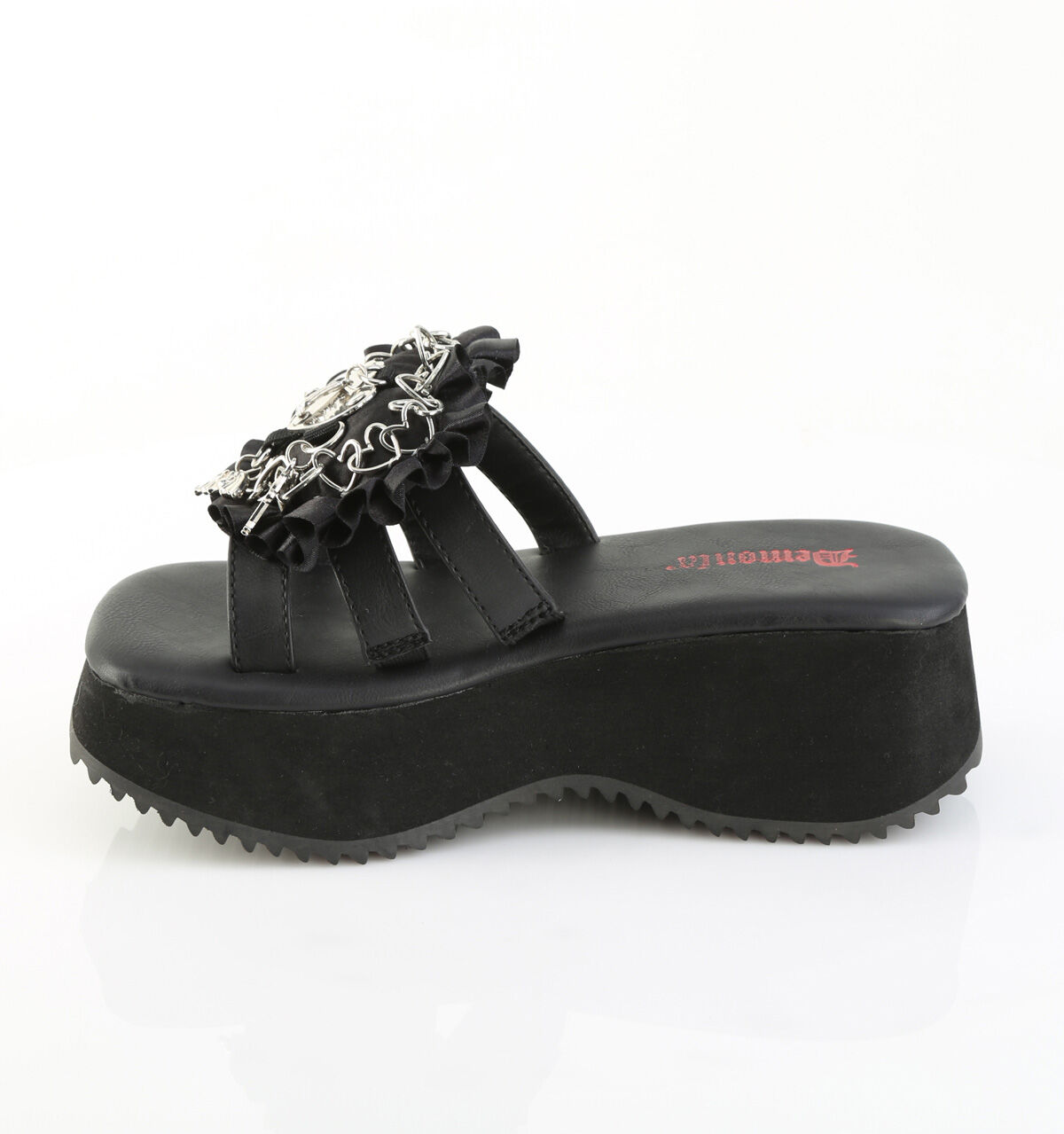 DemoniaCult FLIP-16 Plateau Sandalen Schwarz Vegan Leder Satin EU 36