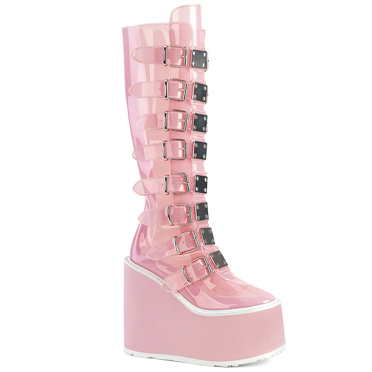 DemoniaCult SWING-815C Damen Stiefel Rosa Transparent EU 37