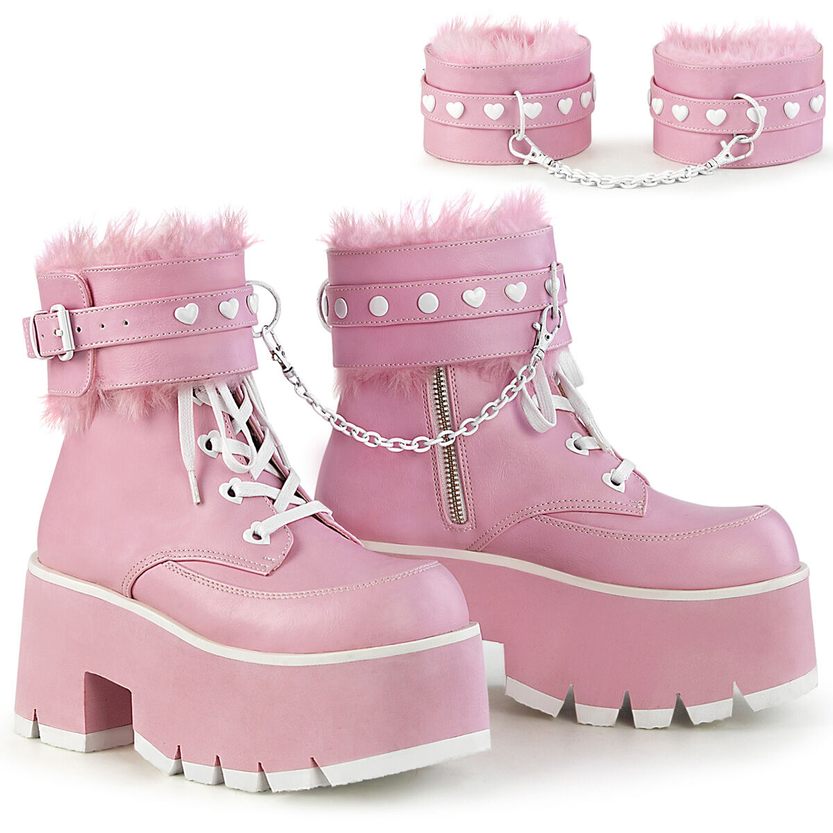 DemoniaCult ASHES-57 Damen Stiefel Rosa  EU 38