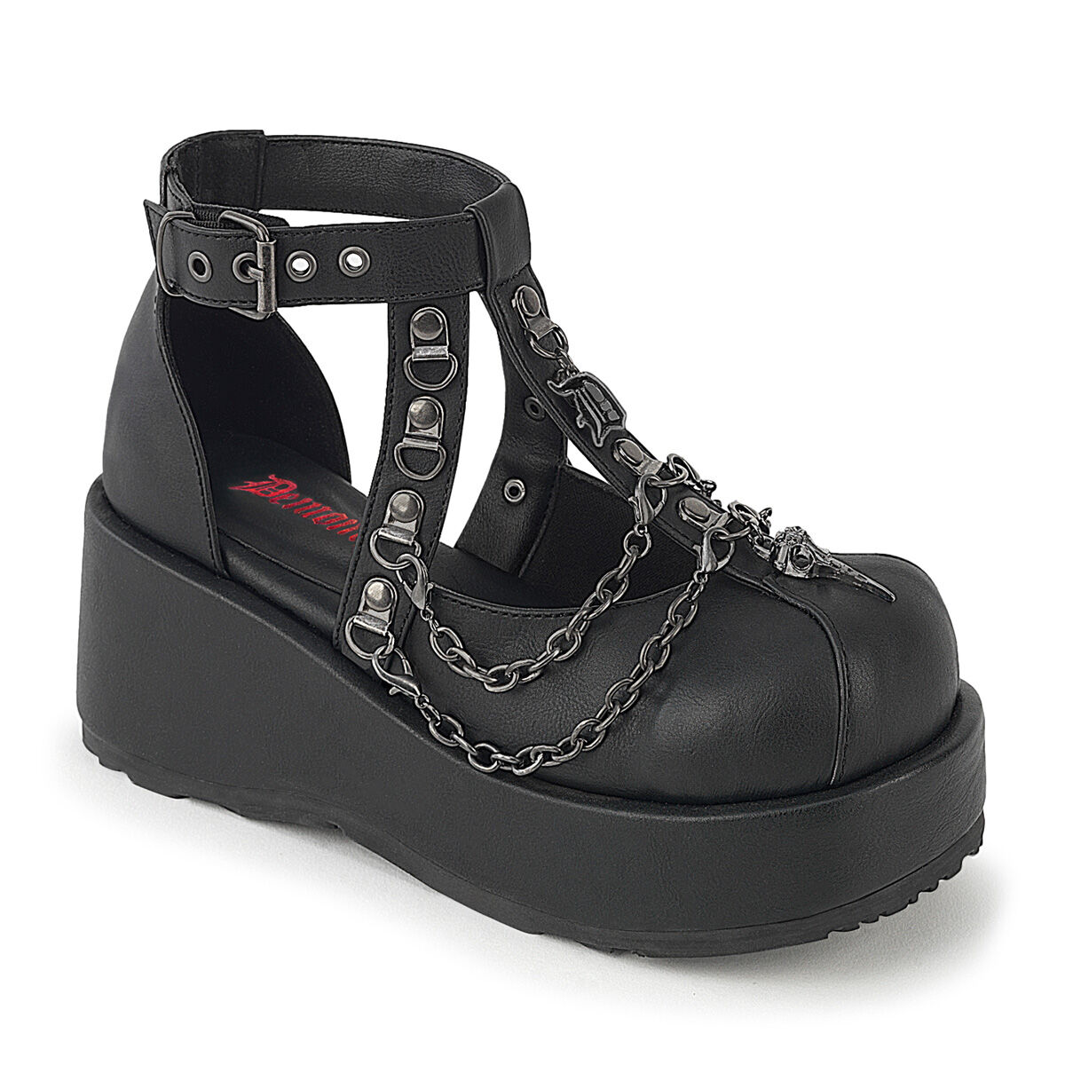 DemoniaCult CUBBY-28 Plateau Cage Schuhe Schwarz Veganleder EU 36