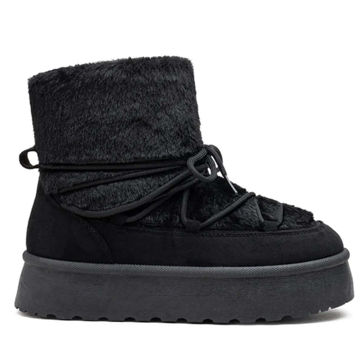 PeachyBoots Flauschige Winter Booties Schwarz 41