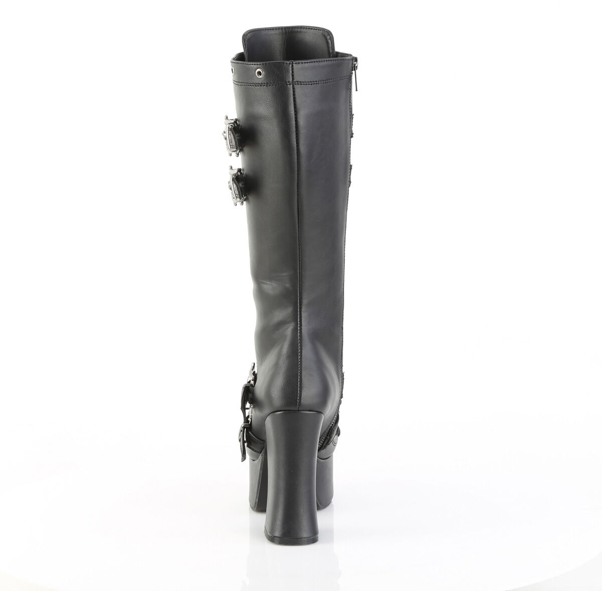 DemoniaCult CHARADE-230 Kniehohe Stiefel Schwarzes Veganes Leder EU 36