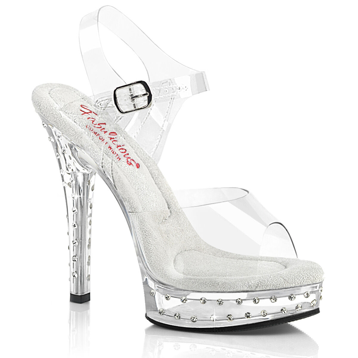 Fabulicious MAJESTY-508SDT Comfort Wide Damen Sandale Transparent  EU 35