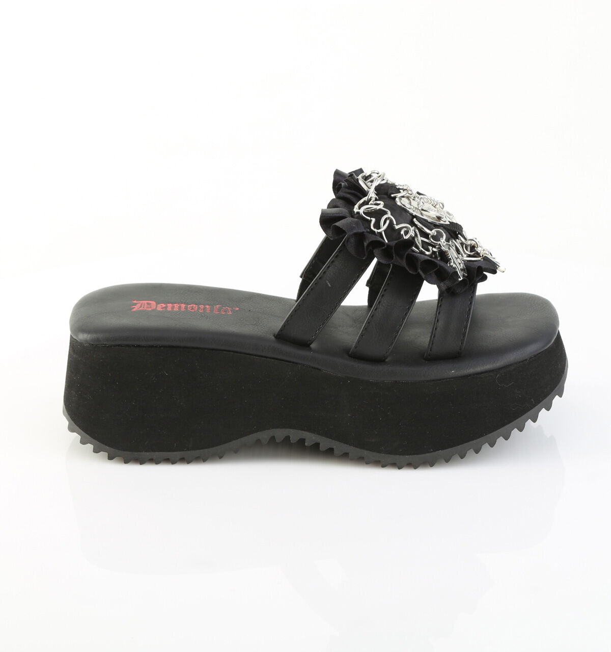 DemoniaCult FLIP-16 Plateau Sandalen Schwarz Vegan Leder Satin EU 36