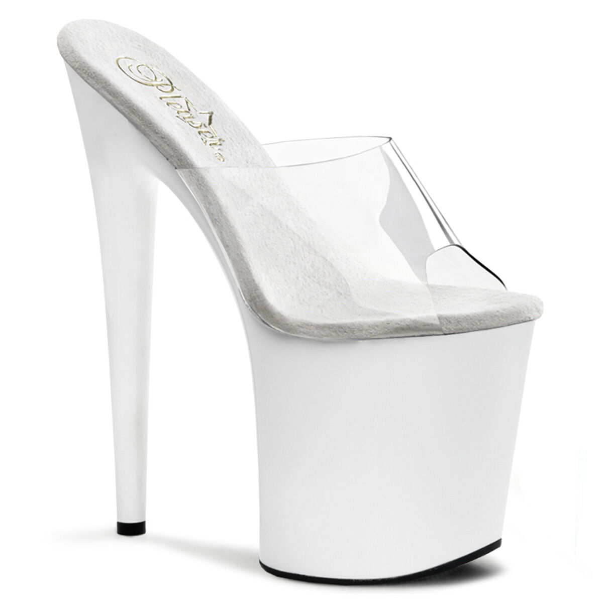 Pleaser FLAMINGO-801 Damen Slipper Transparent Weiß EU 36