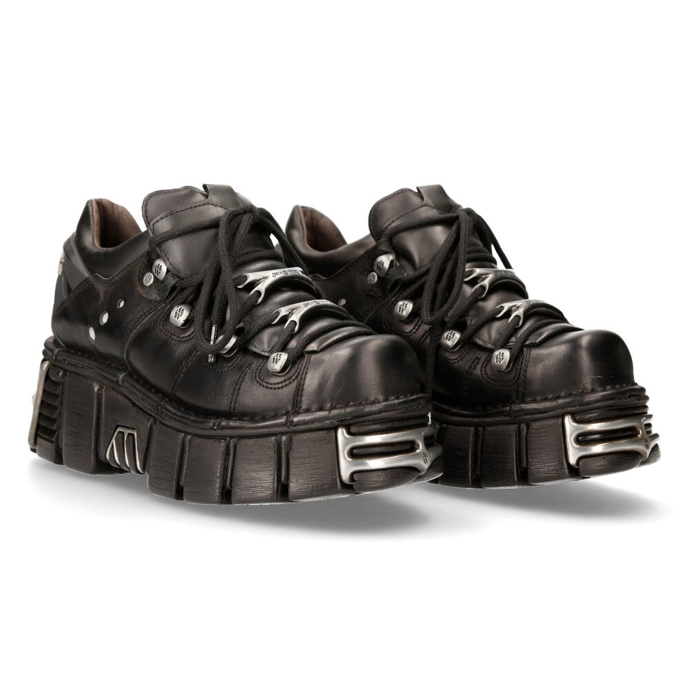 New Rock M-120N-S26 Stiefelette Echtleder - Schwarz, Stiefel, Schuhwerk, Leder, Schwarz, Plateausohle