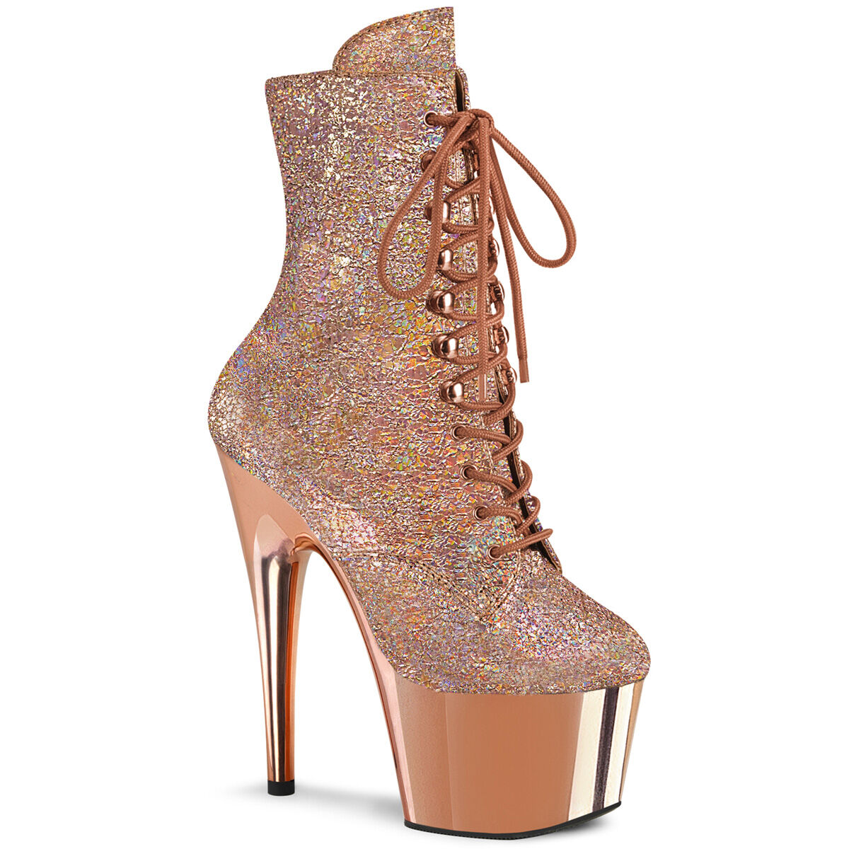 Pleaser ADORE-1020HM Plateau Stiefeletten Roségold Holo Metallic EU 35