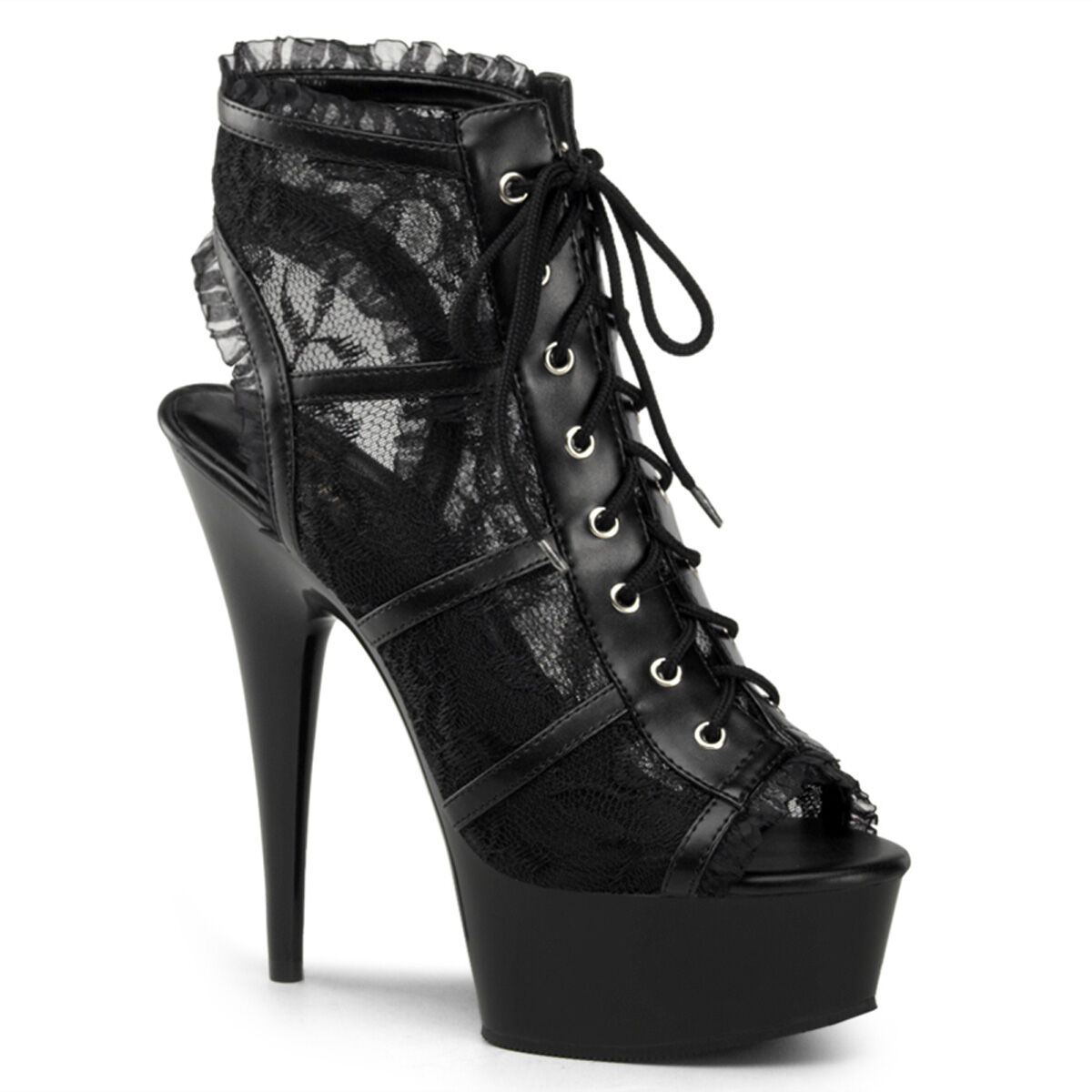 Pleaser DELIGHT-696LC Damen Stiefelette Schwarz  EU 35