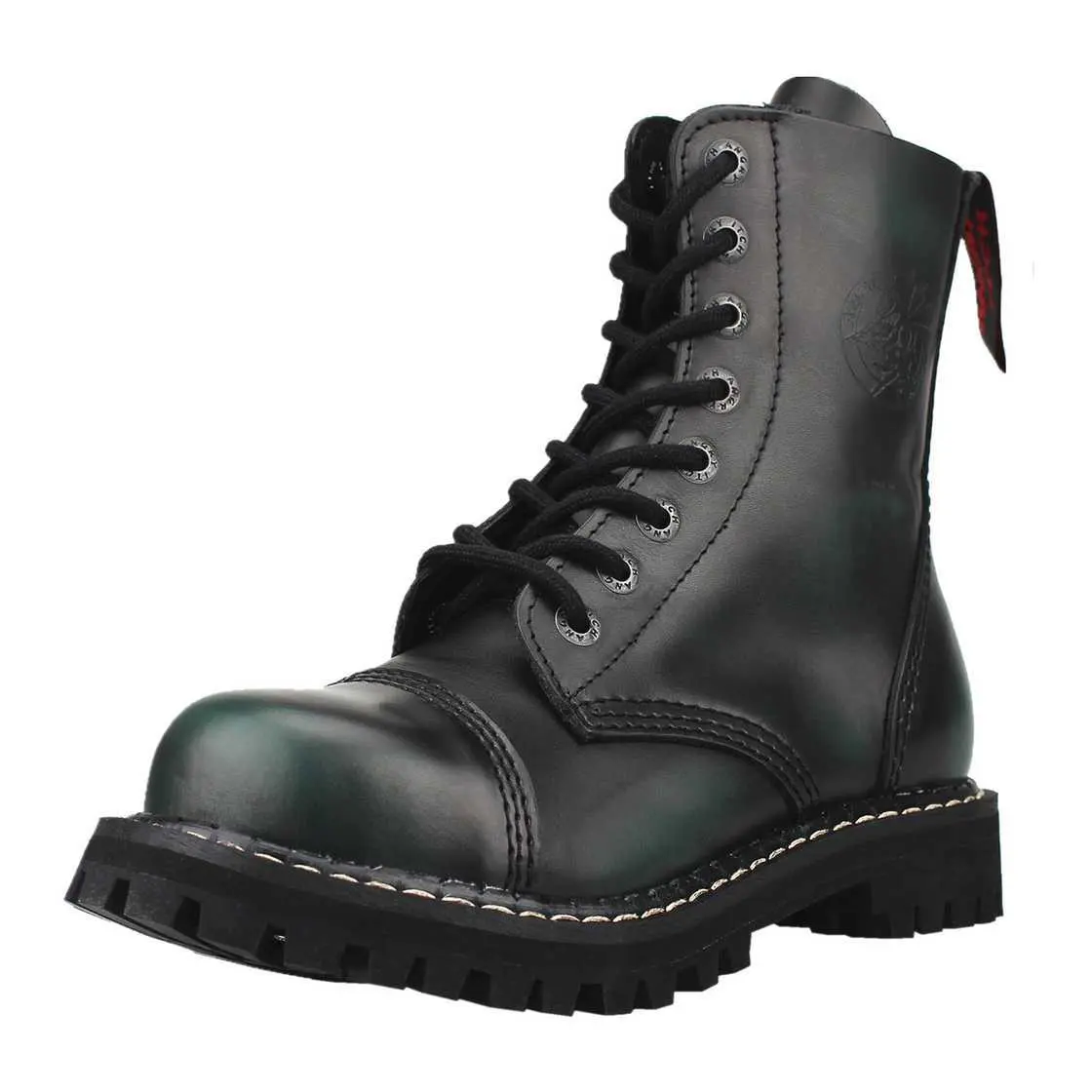 Angry Itch 08-Loch Stiefel Dark Green Rub-Off – Unisex Ranger-Boots mit Stahlkappe 48