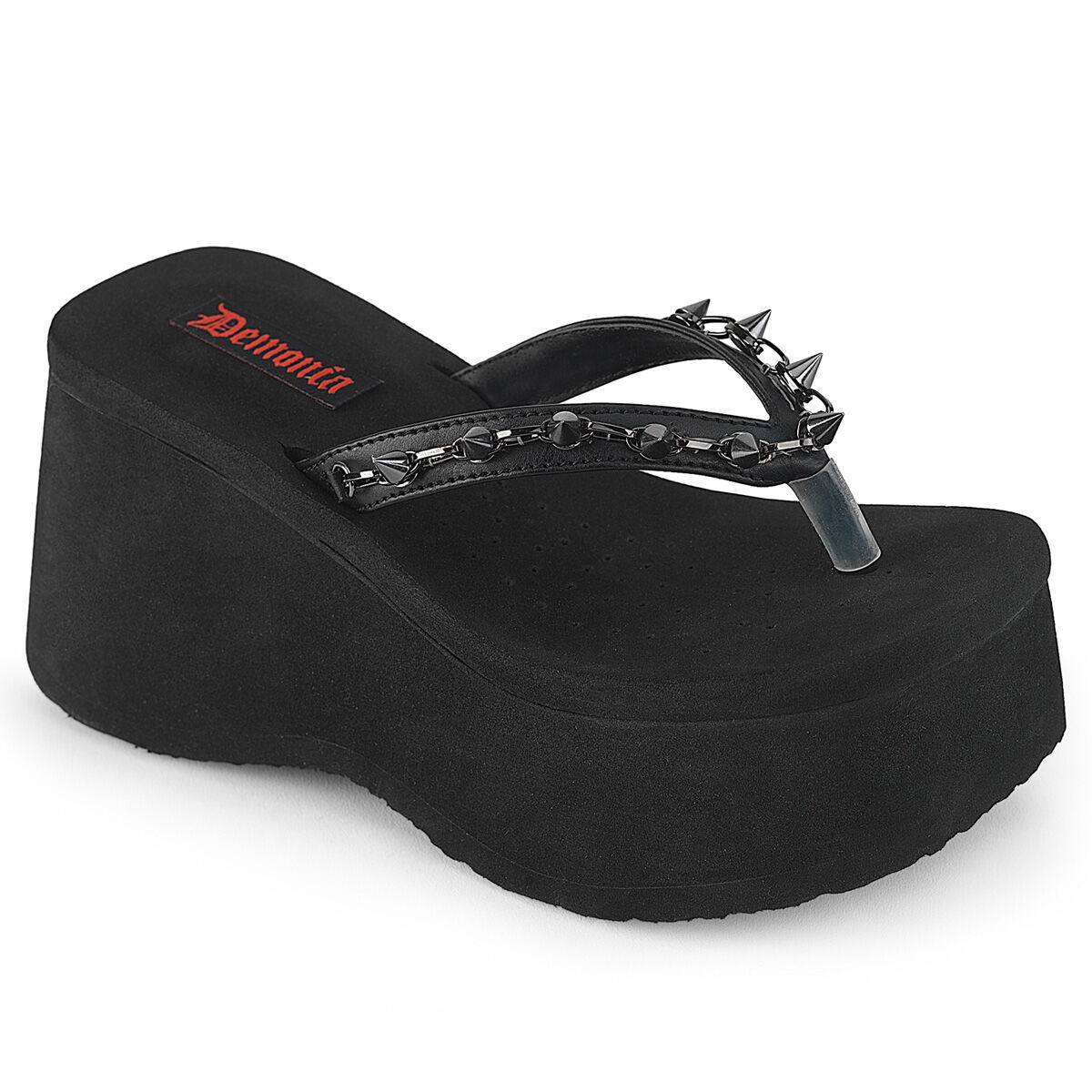 demoniafun-n35-plateau-sandalen-schwarz-veganleder-spikes, Bekleidung, Flip-Flop, Schuhwerk