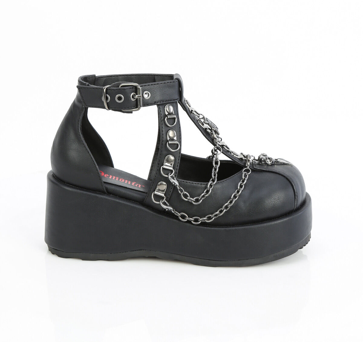 DemoniaCult CUBBY-28 Plateau Cage Schuhe Schwarz Veganleder EU 36